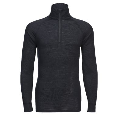 Merino Wool 1/4 Zip Baselayer Top, L, R, Black