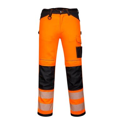 PW3 Hi-Vis Lightweight Stretch Work Trousers, 28, R, Orange/Black