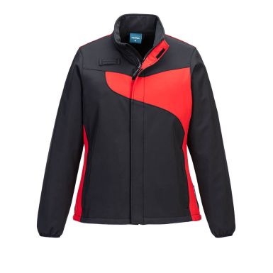 PW2 Women's Softshell (2L), L, R, Black/Red