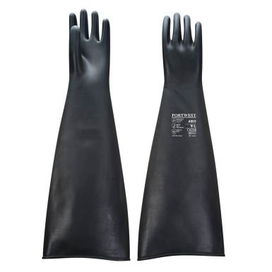 Heavyweight Latex Rubber Gauntlet 600mm, L, R, Black
