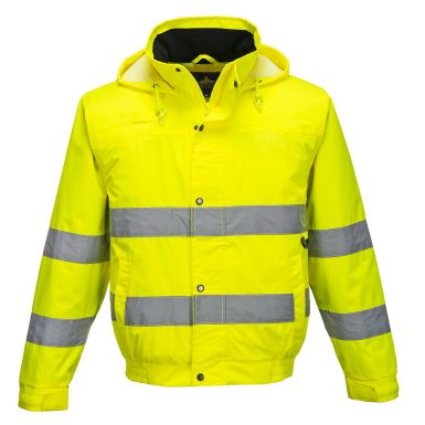 Hi-Vis Rain Lite Bomber Jacket , L, R, Yellow