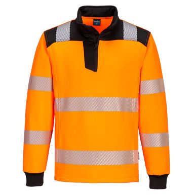 PW3 Hi-Vis 1/4 Zip Sweatshirt, 4XL, R, Orange/Black