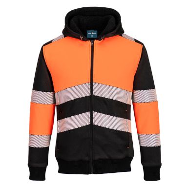 PW3 Zipped Class 1 Winter Hoodie, 4XL, R, Orange/Black