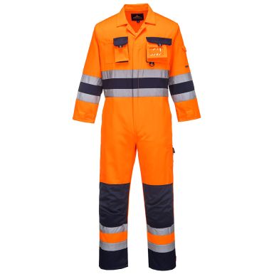 Nantes Hi-Vis Contrast Work Coverall, L, R, Orange/Navy