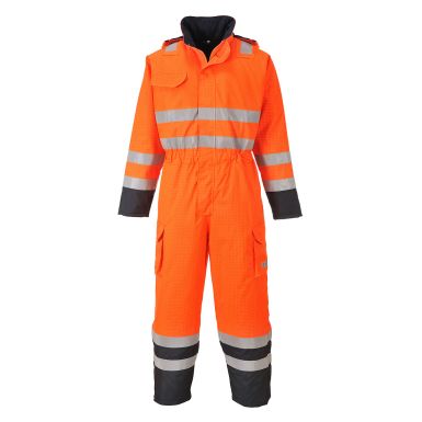 Bizflame Rain Hi-Vis Multi Coverall, L, R, Orange/Navy