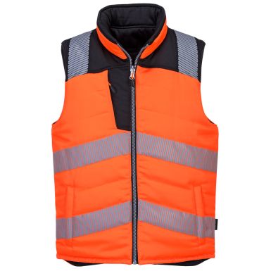 PW3 Hi-Vis Reversible Bodywarmer, L, R, Orange/Black