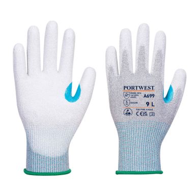 MR13 ESD PU Palm Glove (Pk12), L, R, Grey/White