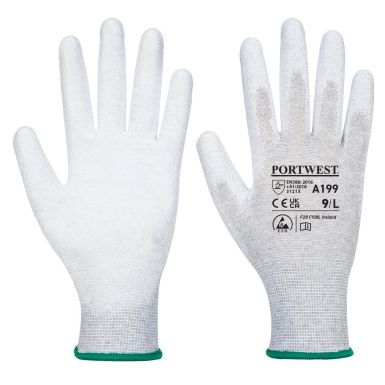 Antistatic PU Palm Glove, L, R, Grey