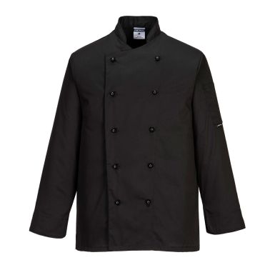 Somerset Chefs Jacket L/S, L, R, Black