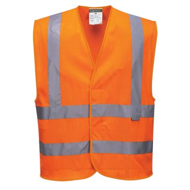 Hi-Vis Mesh Band and Brace Vest , 4X/5X, R, Orange