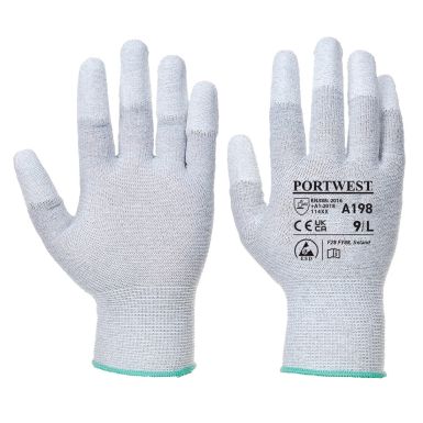 Antistatic PU Fingertip Glove, L, R, Grey
