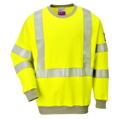 Flame Resistant Anti-Static Hi-Vis Sweatshirt, L, R, Yellow