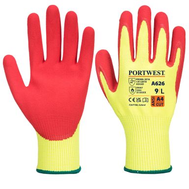 Vis-Tex HR Cut Glove - Nitrile, L, R, Yellow/Red