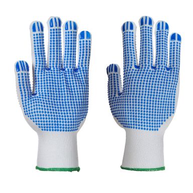 Polka Dot Plus Glove, L, R, White/Blue