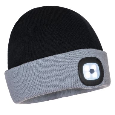 Two Tone LED Rechargeable Beanie, , G, Black/Grey