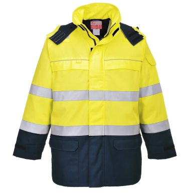 Bizflame Rain+ Hi-Vis Arc Jacket, L, R, Yellow/Navy