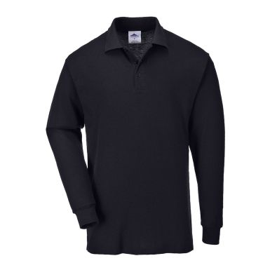 Genoa Long Sleeved Polo Shirt, L, R, Black