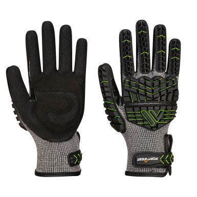 VHR15 Nitrile Foam Impact Glove, L, R, Black/Green