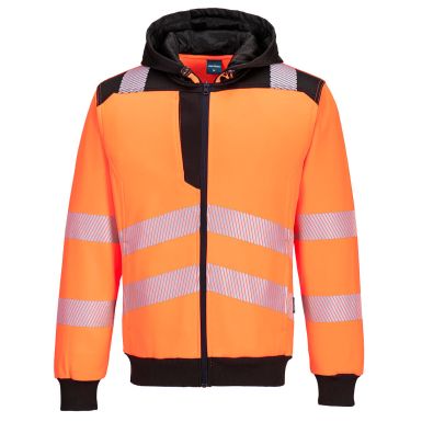 PW3 Hi-Vis Zip Hoodie , 4XL, R, Orange/Black