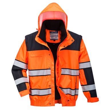 Hi-Vis 3-in-1 Contrast Winter Bomber Jacket , 4XL, R, Orange/Black