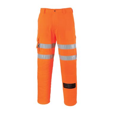Hi-Vis Rail Work Trousers, 4XL, R, Orange