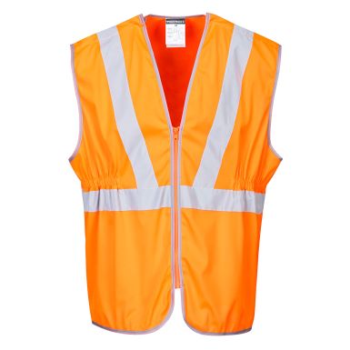 Hi-Vis Zip Long Length Vest , 4XL, R, Orange
