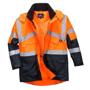 Hi-Vis Breathable Contrast Rain Jacket, XL, R, Orange/Navy