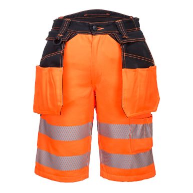 PW3 Hi-Vis Holster Pocket Shorts, 30, R, Orange/Black