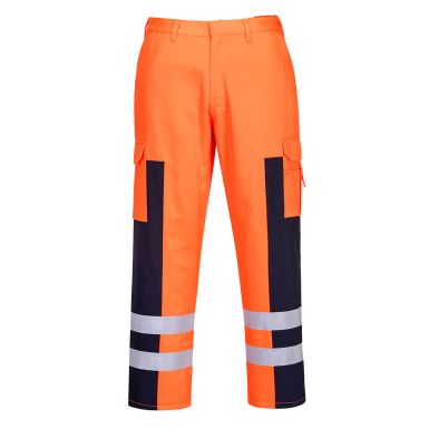 Hi-Vis Ballistic Service Trousers, L, R, Orange/Navy