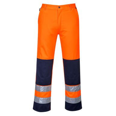 Seville Hi-Vis Contrast Work Trousers, L, R, Orange/Navy