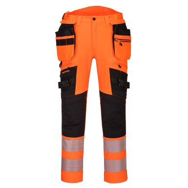 DX4 Hi-Vis Detachable Holster Pocket Trousers, 28, R, Orange/Black