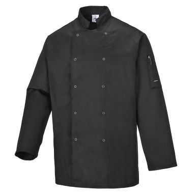 Suffolk Chefs Jacket L/S, L, R, Black