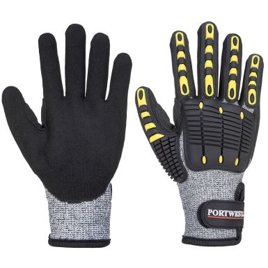 Anti Impact Cut Resistant Glove, L, R, Grey/Black