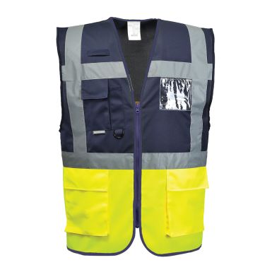 Paris Hi-Vis Contrast Executive Vest , L, R, Yellow/Navy