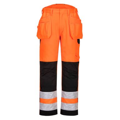 PW2 Hi-Vis Holster Pocket Trousers, 28, R, Orange/Black