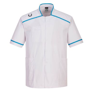 Men's Medical Tunic, L, R, White/Aqua