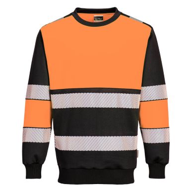 PW3 Hi-Vis Class 1 Sweatshirt, 4XL, R, Orange/Black