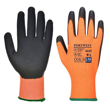 Vis-Tex Cut Resistant Glove - PU, L, R, Orange/Black