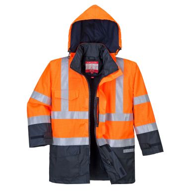 Bizflame Rain Hi-Vis Multi-Protection Jacket, L, R, Orange/Navy
