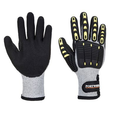 Anti Impact Cut Resistant Thermal Glove, L, R, Grey/Black