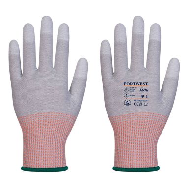 LR13 ESD PU Fingertip Cut Glove (Pk12), L, R, Grey/White