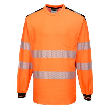 PW3 Hi-Vis Cotton Comfort T-Shirt L/S , 4XL, R, Orange/Black