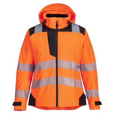 PW3 Hi-Vis Women's Rain Jacket, L, R, Orange/Black