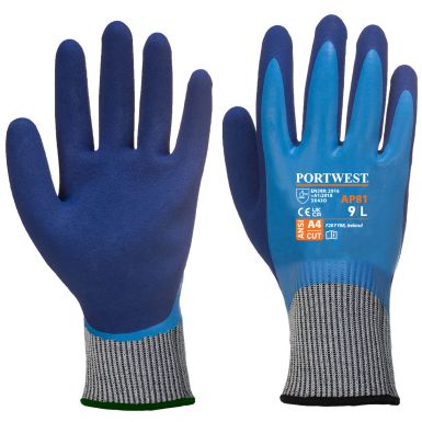 Liquid Pro HR Cut Glove, L, R, Blue