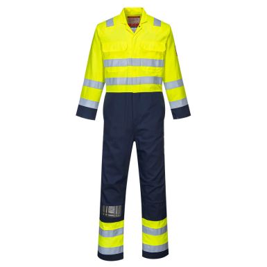 Bizflame Work Hi-Vis Anti-Static Coverall, 4XL, R, Yellow/Navy