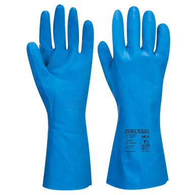 Food Approved Nitrile Gauntlet, L, U, Blue