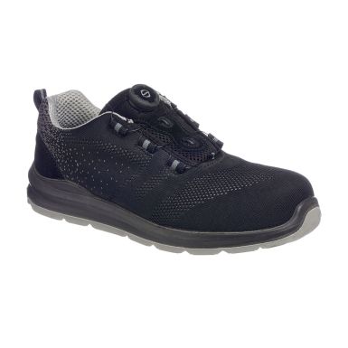 Portwest Compositelite Wire Lace Safety Trainer Knit S1P, 36, Y, Black/Grey