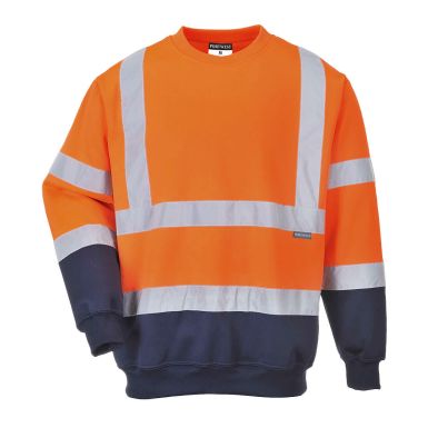 Hi-Vis Contrast Sweatshirt, 4XL, R, Orange/Navy