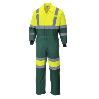 Hi-Vis X Back Contrast Coverall, L, R, Yellow/Green