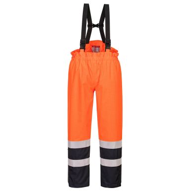 Bizflame Rain Hi-Vis Multi-Protection Trouser, L, R, Orange/Navy